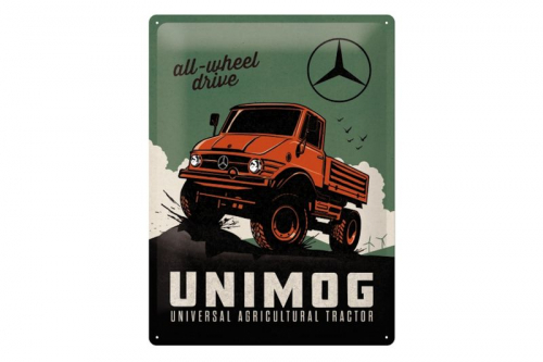 Blechschild "Mercedes Benz Unimog" - Rot - 40 x 30cm